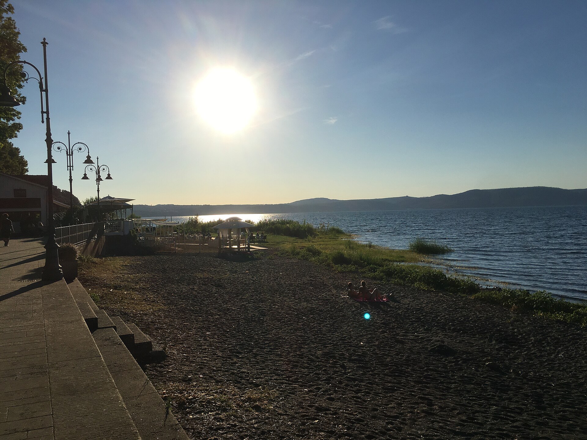 Lake Bracciano glowing beneath the late-afternoon sun